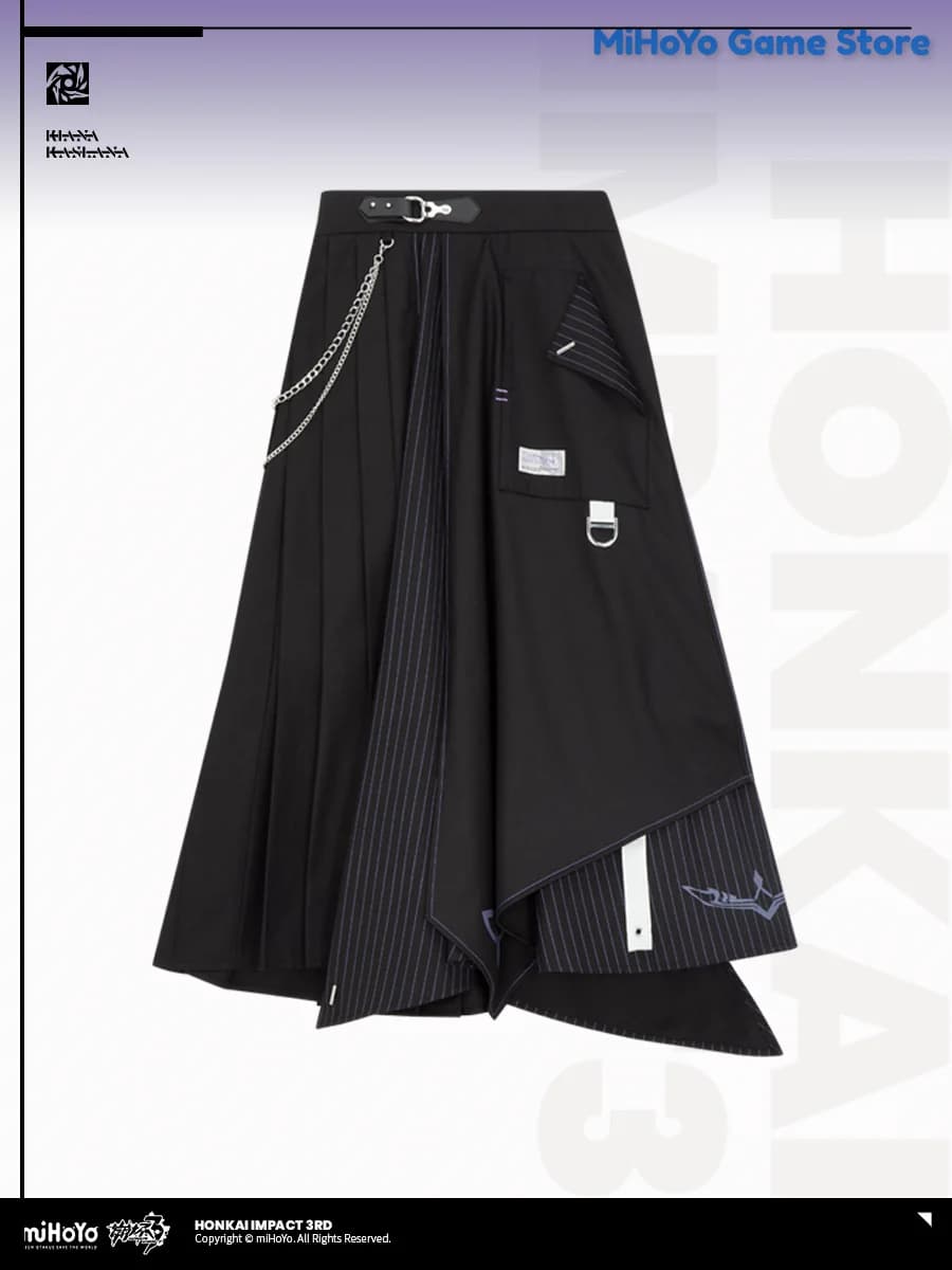 [Honkai Impact 3]Kiana Official Theme Skirt Game Doujin Black White Splicing Skirts Daily Clothing Character Kiana Long Skirt
