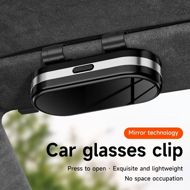 1 pc metal smooth surface+ABS high-end fashionable car glasses case sun visor fashionable glasses car storage box glasses frame