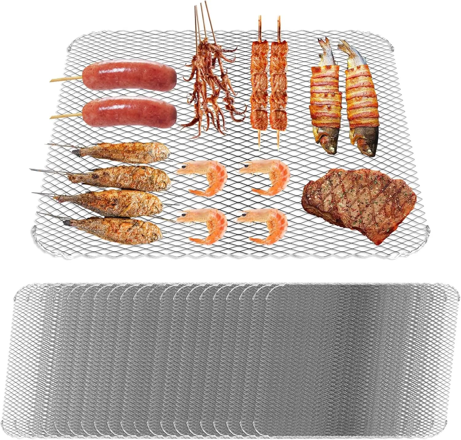10-Pack Disposable Grill Toppers, 16x12 Inch Non-Stick Aluminum Mats for Easy Grilling and Cleanup