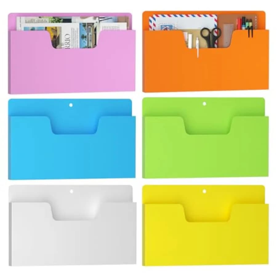 Portadocumenti Magnetico a 6 Tasche, Organizzatore di File Sospeso Orizzontale, Porta Lettere Magnetico, Accessori per Ufficio