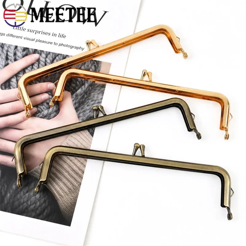 1-5Pcs 18cm Square Metal Purse Frame Kiss Lock Closure Side Loops for Handbag Wallet Decoration Clasp DIY Hardware Accessories