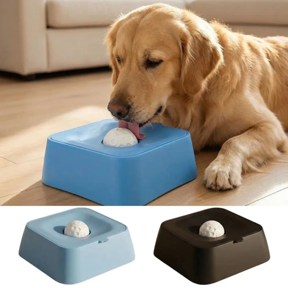 PP Material Dog Lick Bowl with Rolling Ball Blue Black Pet Slow Feeder Large Capacity Enjoy Eating Lick Ball Bowl for Dog Cats