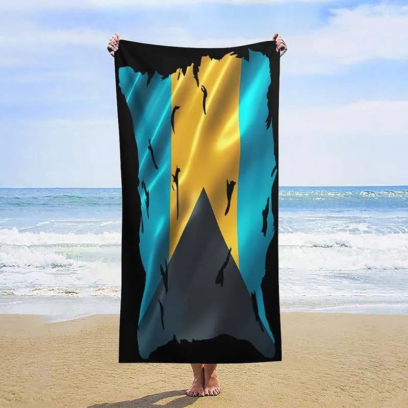 Asciugamano da spiaggia con bandiera delle Bahamas, resistente al sole e al vento, adatto per piscina, campeggio, viaggi, coperta da viaggio