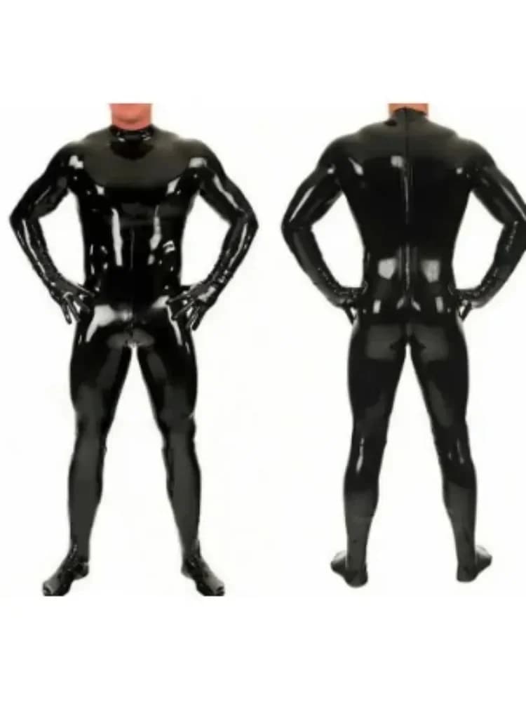 Nuova tuta in lattice di gomma nera Catsuit Halloween Guanti moda Collant cosplay S-XXL