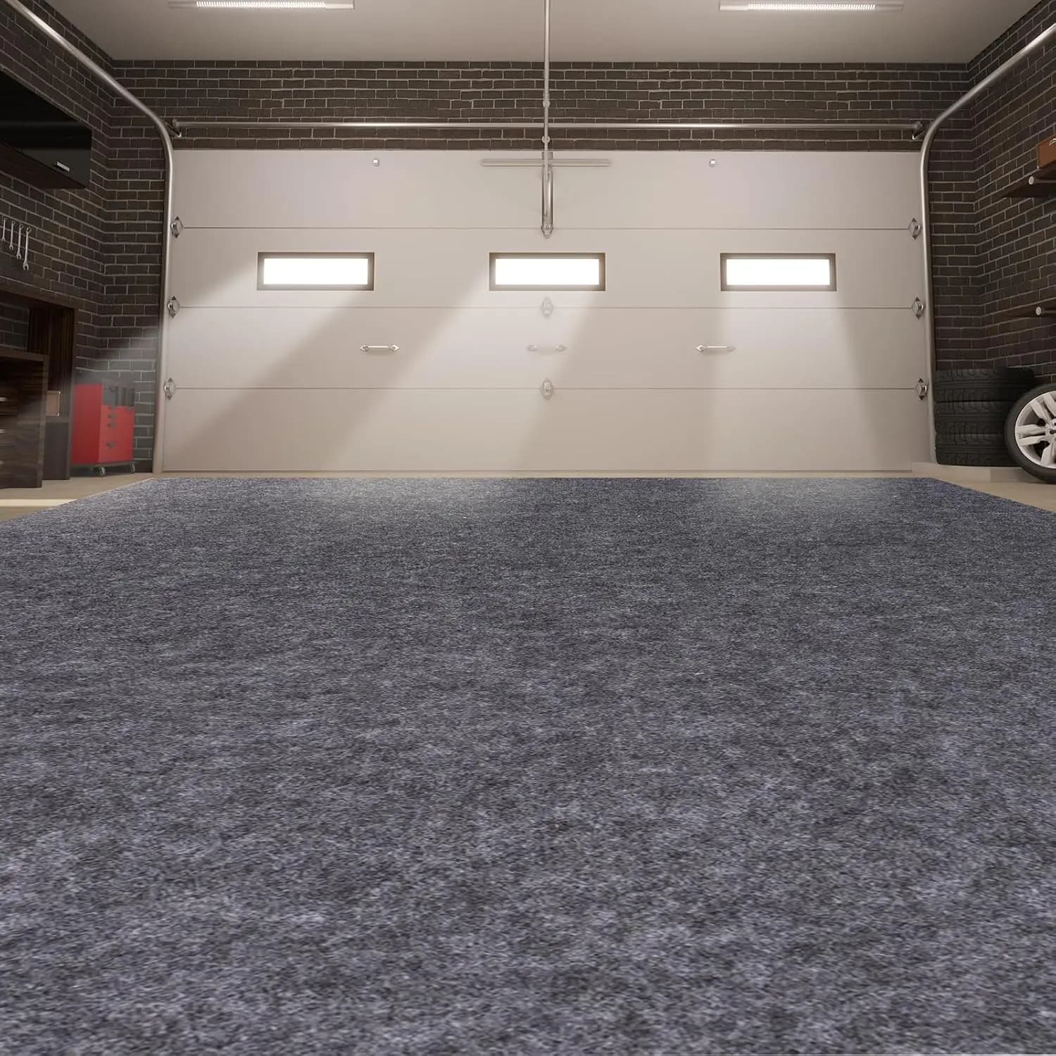 Tappeti per garage di grandi dimensioni, tappetino per pavimento garage sotto l'auto, 8,8 x 22 piedi, tappeti antiscivolo grigi per pavimento garage, assorbenti per olio.