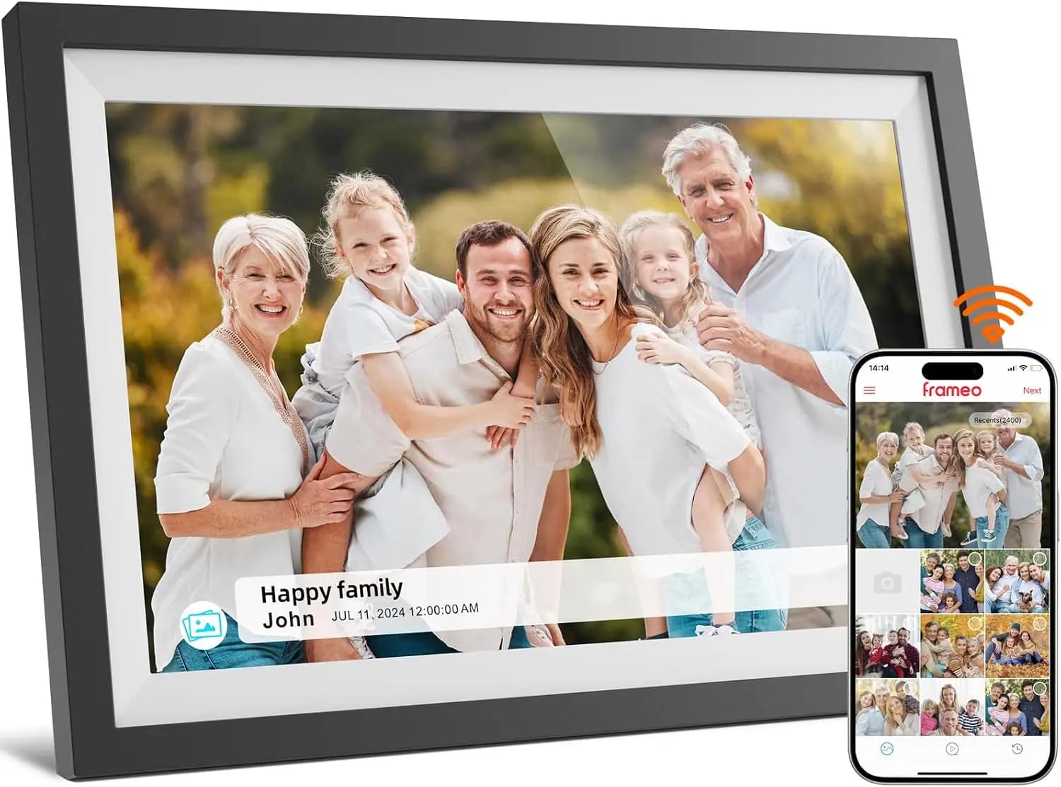 10.1" WiFi Digital Photo Frame, 1280x800 IPS Touch Screen, 16GB+SD, Auto-Rotate, Share via App