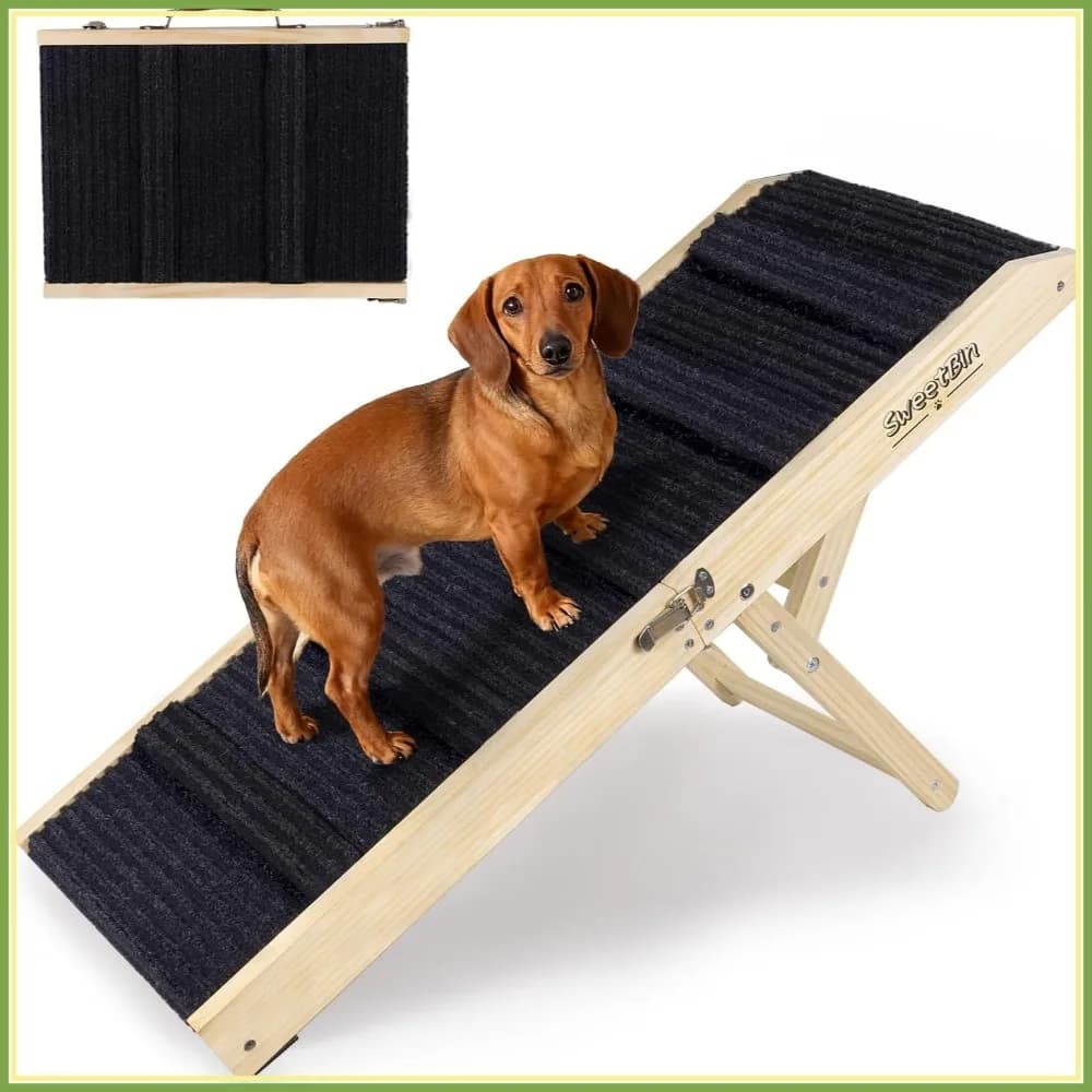 Rampa Pieghevole per Cani per Divano e Letto, 4 Altezze Regolabili 12-20 Pollici, Scala Portatile Antiscivolo per Animali Domestici, Fino a 60 Libbre