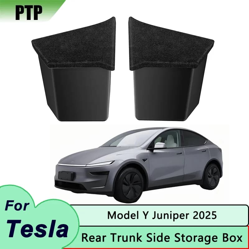 Per Tesla Modello Y Juniper 2025 Tronco Lato Scatola di Immagazzinaggio Scomparto di Trasporto Organizzatore Secchio TPE Scatola Tappeto Coperchi Accessori Auto