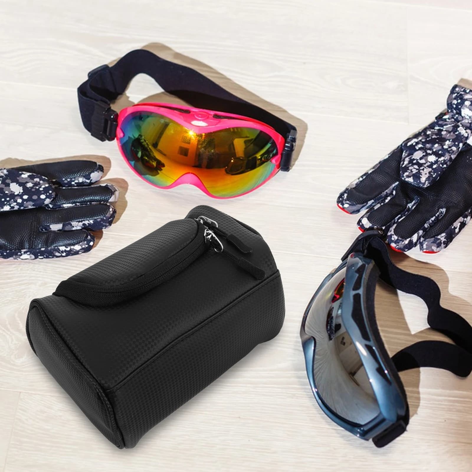 Custodia universale per occhiali da sci, custodia protettiva resistente all'acqua e anti-impatto, custodia per occhiali con chiusura a cerniera, porta occhiali da snowboard