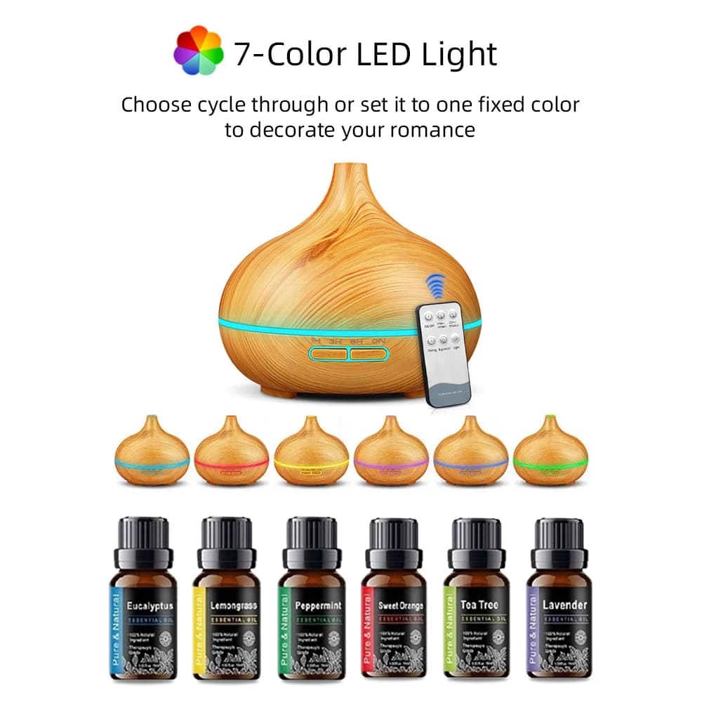 Per la casa Aroma Diffusore di oli aromatici con timer di controllo remoto Set da 6 oli Umidificatore a nebbia fredda da 550 ml per ambienti di grandi dimensioni