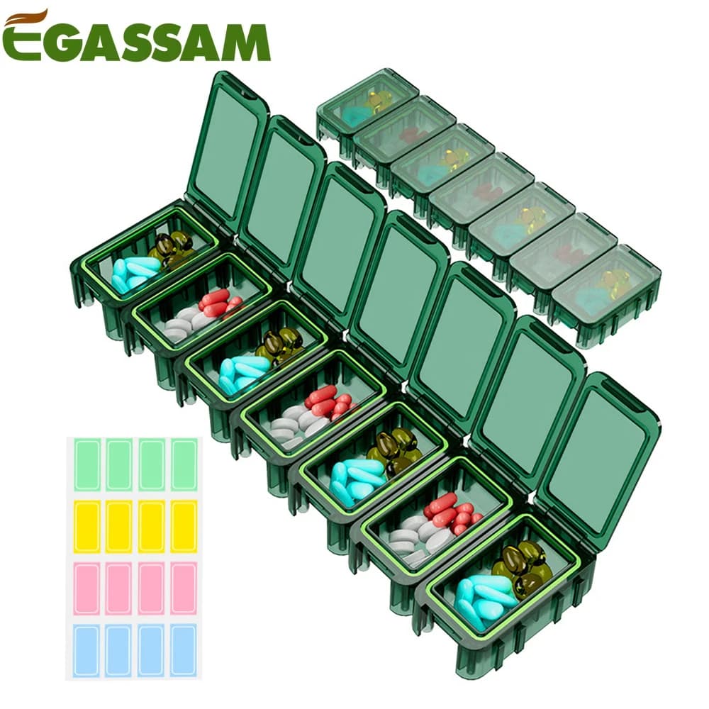 1PCS Extra Large Weekly Pill Organizer - Waterproof 7-Day Pill Box, Portable Vitamin & Supplement Case, Easy to Open Design