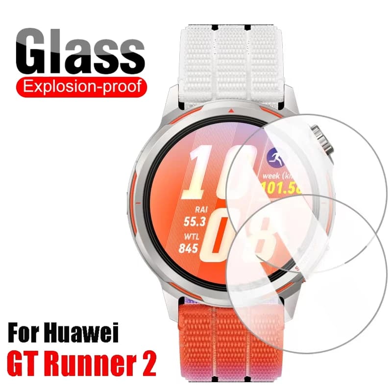2-6 HD Tempered Glass Pieces for Huawei Watch GT Runner 2 Smartwatch Screen Protective Film Anti-Deflagrant Film for Huawei GT Runner 2