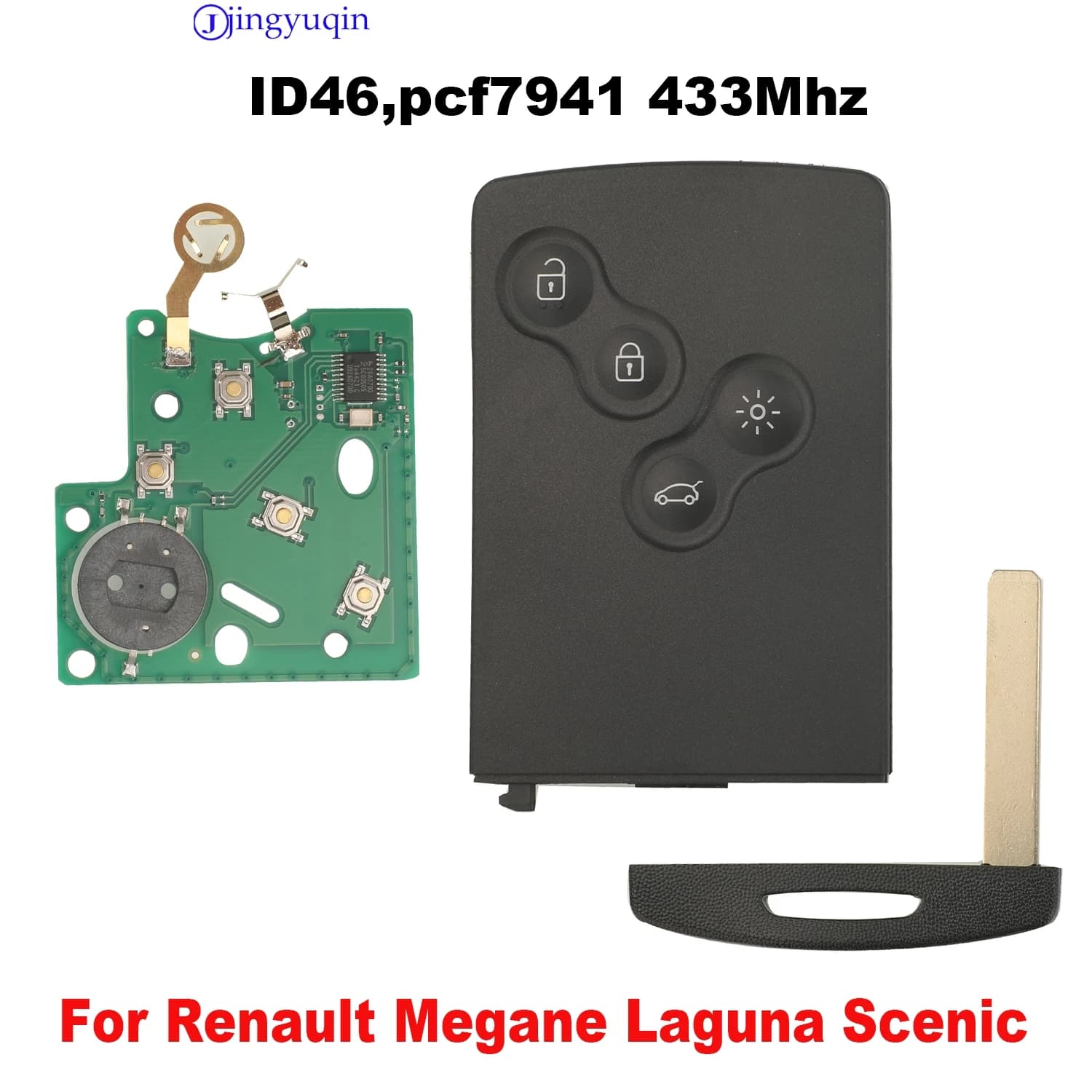 Jingyuqin Chiave A Distanza Dell'automobile Per Renault Megane Laguna Scenic ID46/PCF7941Chip 433MHZ Chiave Smart Card Con Lama