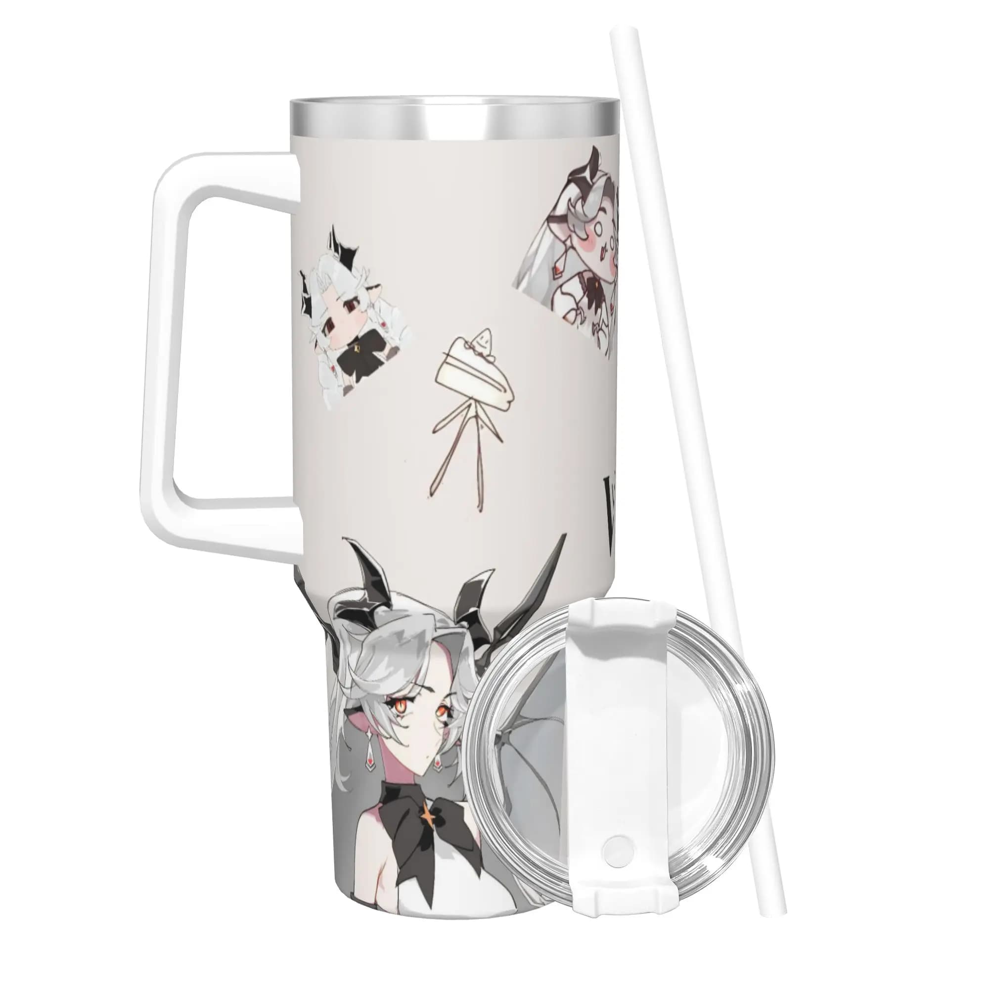 Tumbler Termico Trickcal C-Chibi Go Games, Tazza Isolata Sottovuoto in Acciaio Inox, Bicchiere per Scuola, per Bevande Calde e Fredde, 40oz