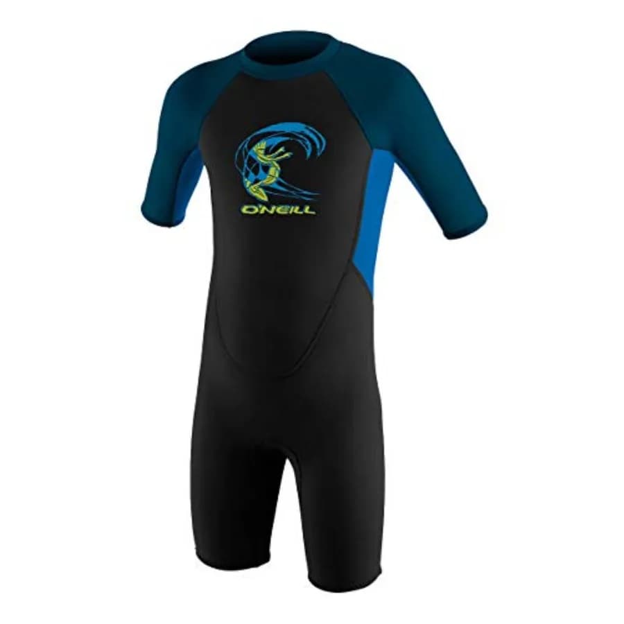 Toddler spring wetsuit for water sports neoprene material black color 2mm thickness with back zip and short sleeve design