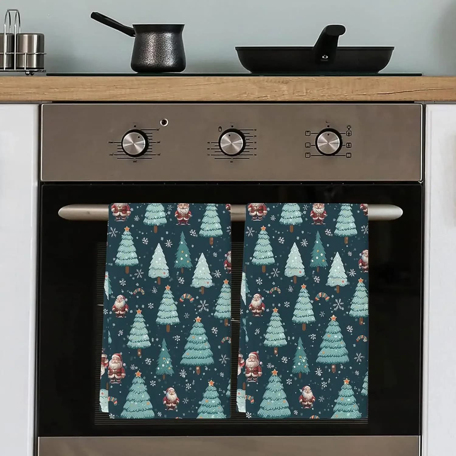 Christmas Tree Santa Claus Kitchen Dish Tea Towels Cleaning Supplies Quick Drying Bar Hand Dishcloths Christmas Decorations