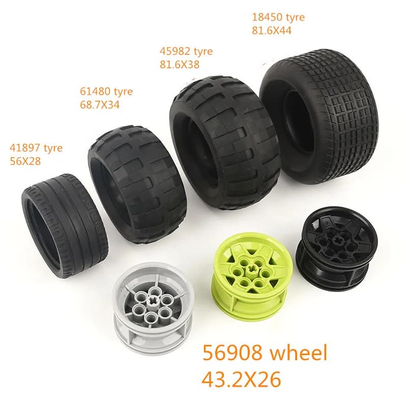 4 Pz/lotto Building Block 56908 Ruota 43.2mm D. x 26mm 6 Fori Per Pneumatico 41897 61480 45982 Bulk GBC Giocattolo High-Tech MOC Set