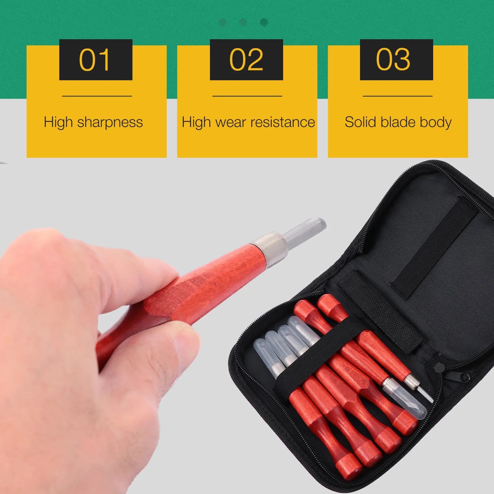 Set of 6 Professional Wood Cutting Tools, Premium Knives for Engraving, Cut and Sculpture Detailed