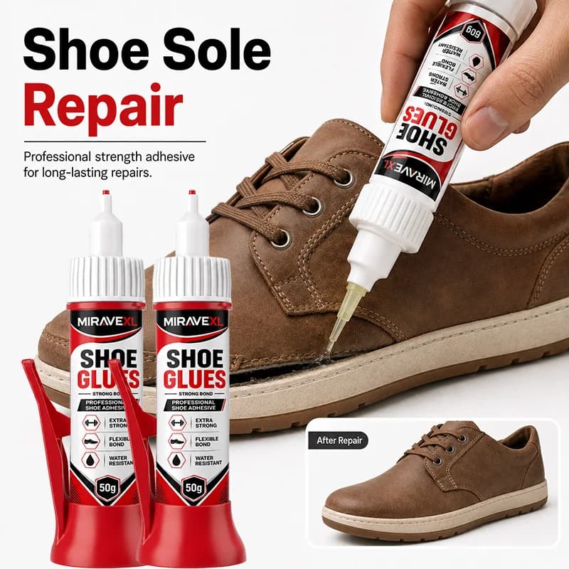 MIRAVEXL Shoe Glue, 50g/1.76oz Extra Strong Water Resistant Adhesive for Sneakers, Boots, Leather & Rubber Sole Repair, Flexible