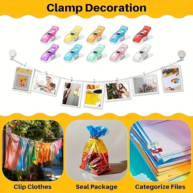 50/100 Pezzi Clip da Cucito in Plastica Trasparente Multicolore per Sacchetti di Conservazione, Forniture per Cucito, Strumenti per Quilting, Artigianato