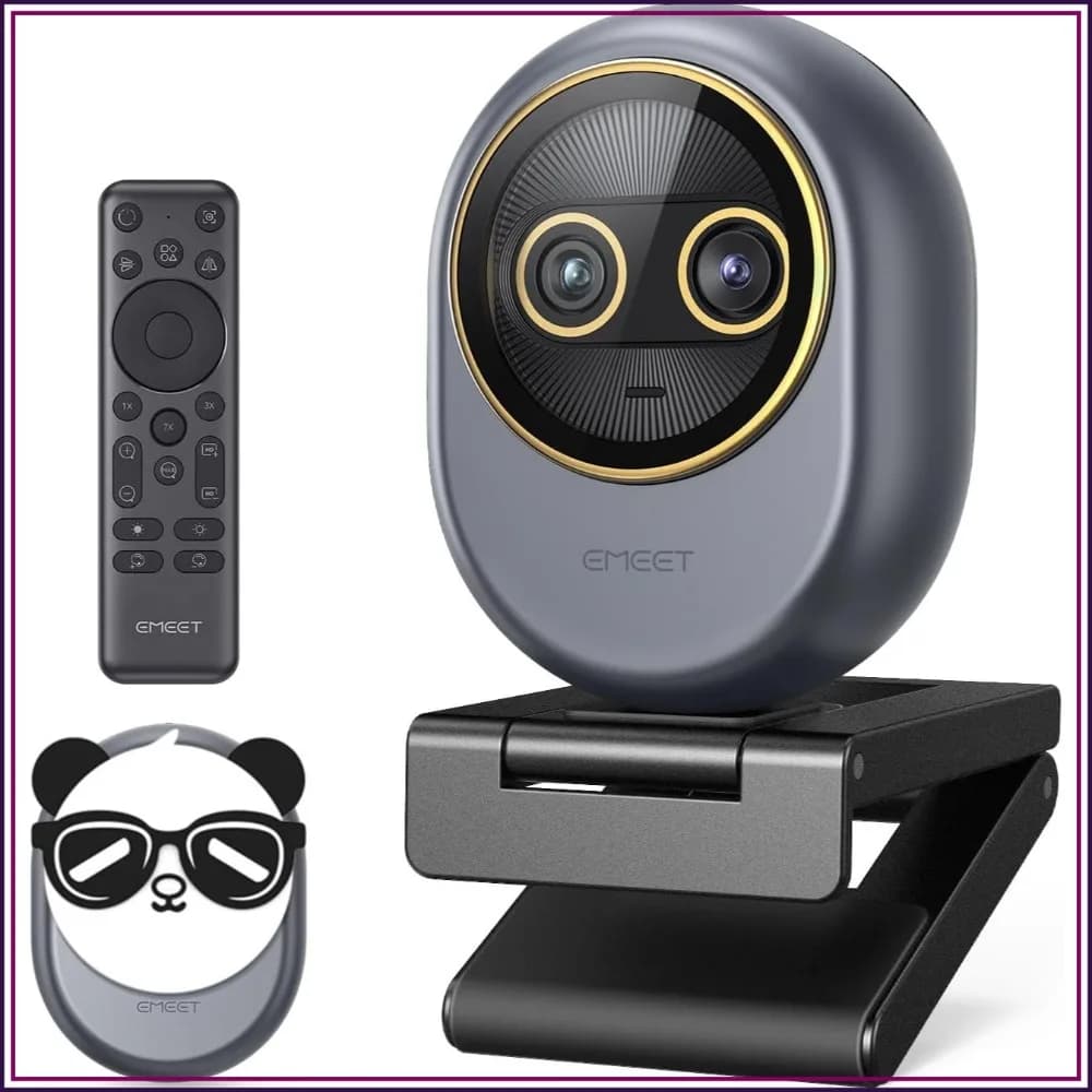 Dual-Camera 4K Webcam for Streaming, 11X Hybrid Zoom, 0.2s Autofocus, Remote Control, 3 Mics, Privacy Cover