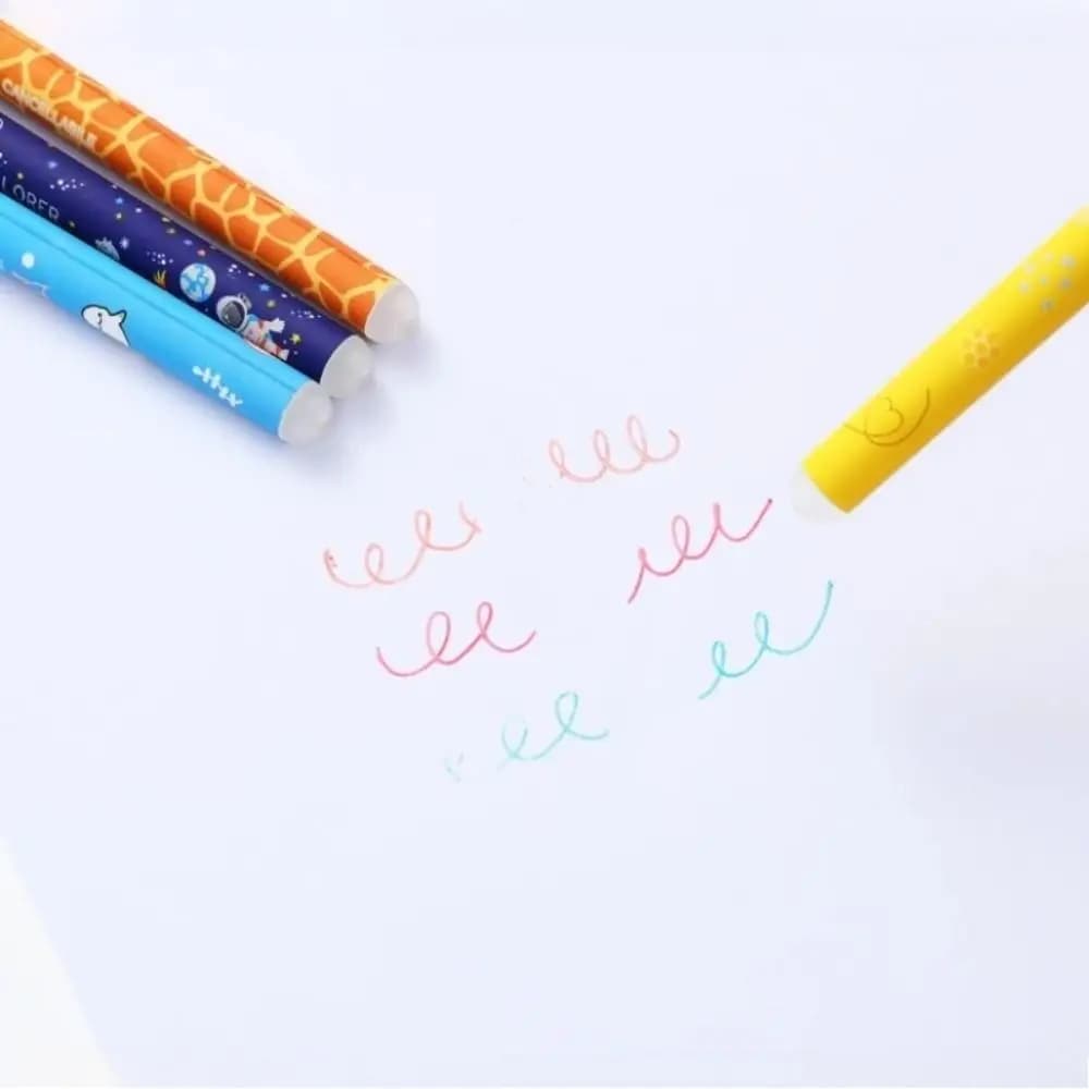 Set di 8 Penne Cancellabili Nuova Serie Animali, 8 Colori, Punta 0.7mm, Penna a Sfera, Strumento di Scrittura, Penna Neutra per Prendere Appunti
