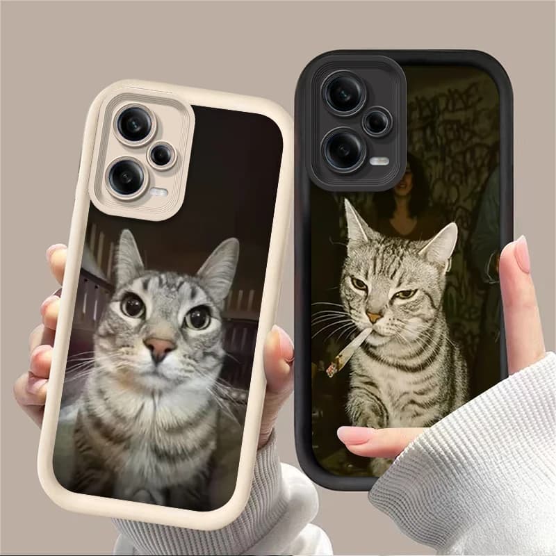 Custodia Trendy per Telefono con Gatto che Fuma per Xiaomi Redmi Note 14 14S 12 11 Pro Plus 5G 12S 11S 10S 10 9 Redmi 14C 13C 12C 12 4G A3 A3X