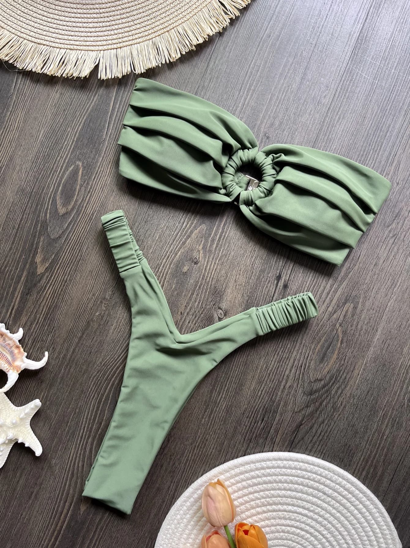 Women's Sexy Swimwear 2026, Micro Bi bikini push-up, Solid Color Brazilian bikini set, thong, beachwear