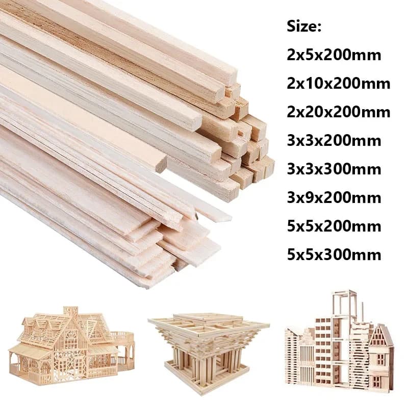 20-50 pezzi Balsa Stick Balsa modello in legno costruzione intaglio artigianale coccole quadrate per accessori artigianali fai da te
