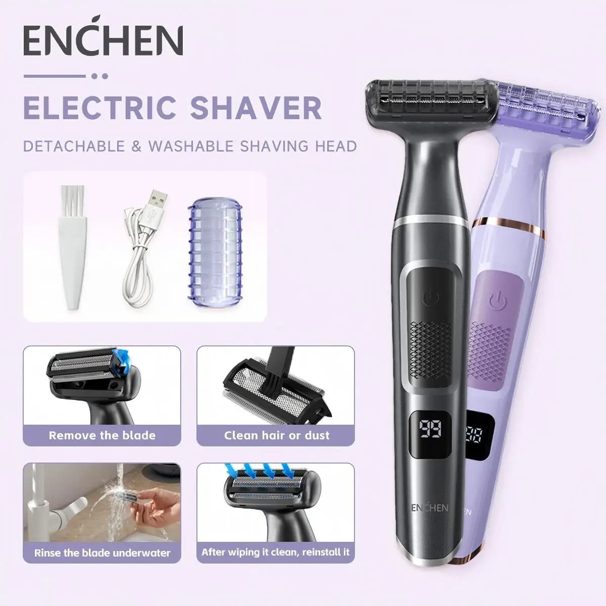 ENCHEN Electric Razor Professional Wireless Electric Razor Body Refiner Digital Display Lamina Razor Travel Razor Woman A1