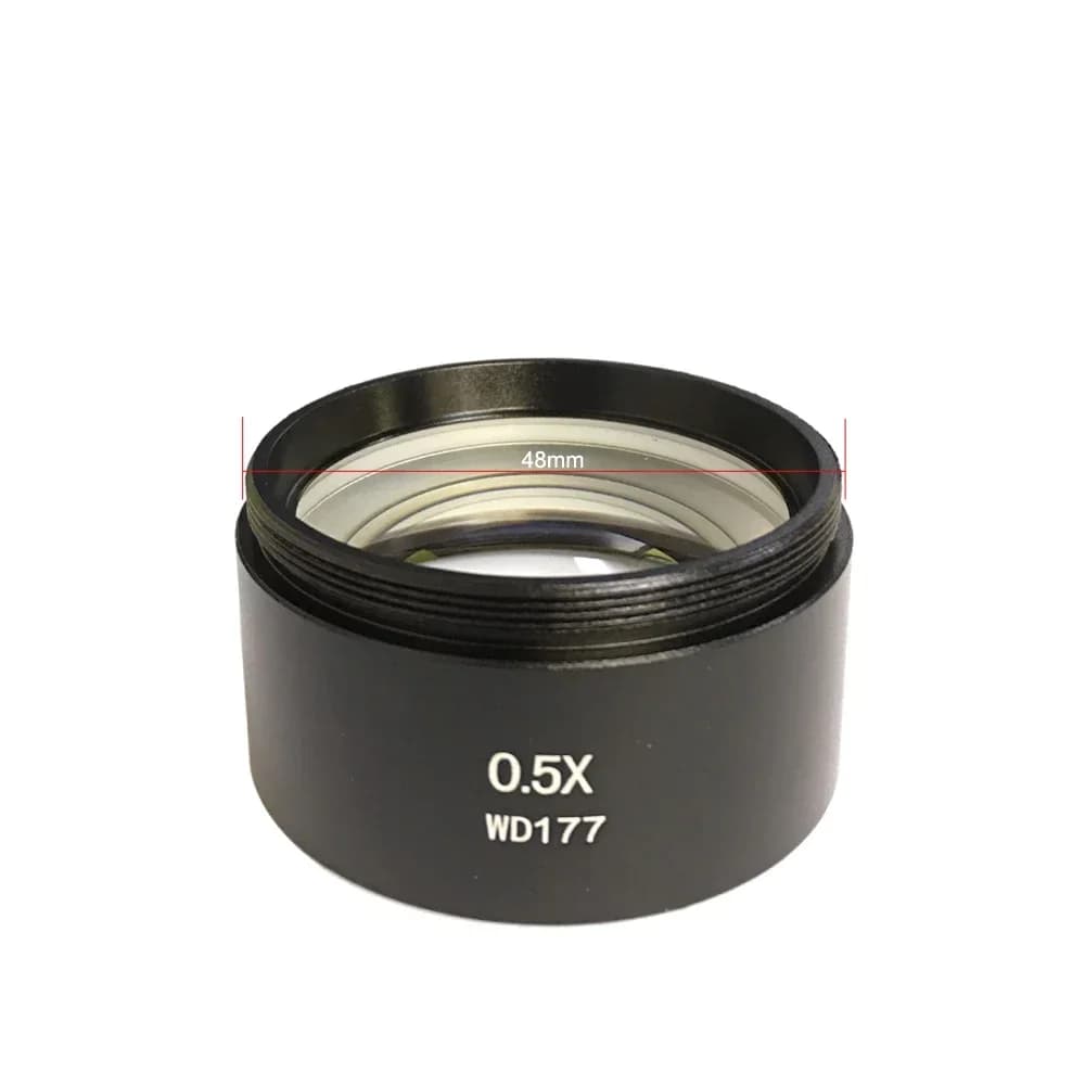 WD177 WD287 0.3X 0.5X 1X 2.0X Microscopio Ausiliario Barlow Obiettivo Filettatura 48mm per Zoom Stereo Microscopio Trinoculare