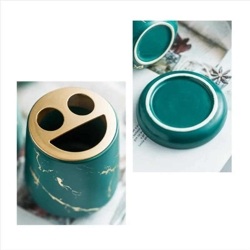 Durevole texture marmorizzata Set da bagno Dispenser di sapone portatile Collutorio Tazza Spazzolino Tazza Bottiglia di lozione Scatola di sapone