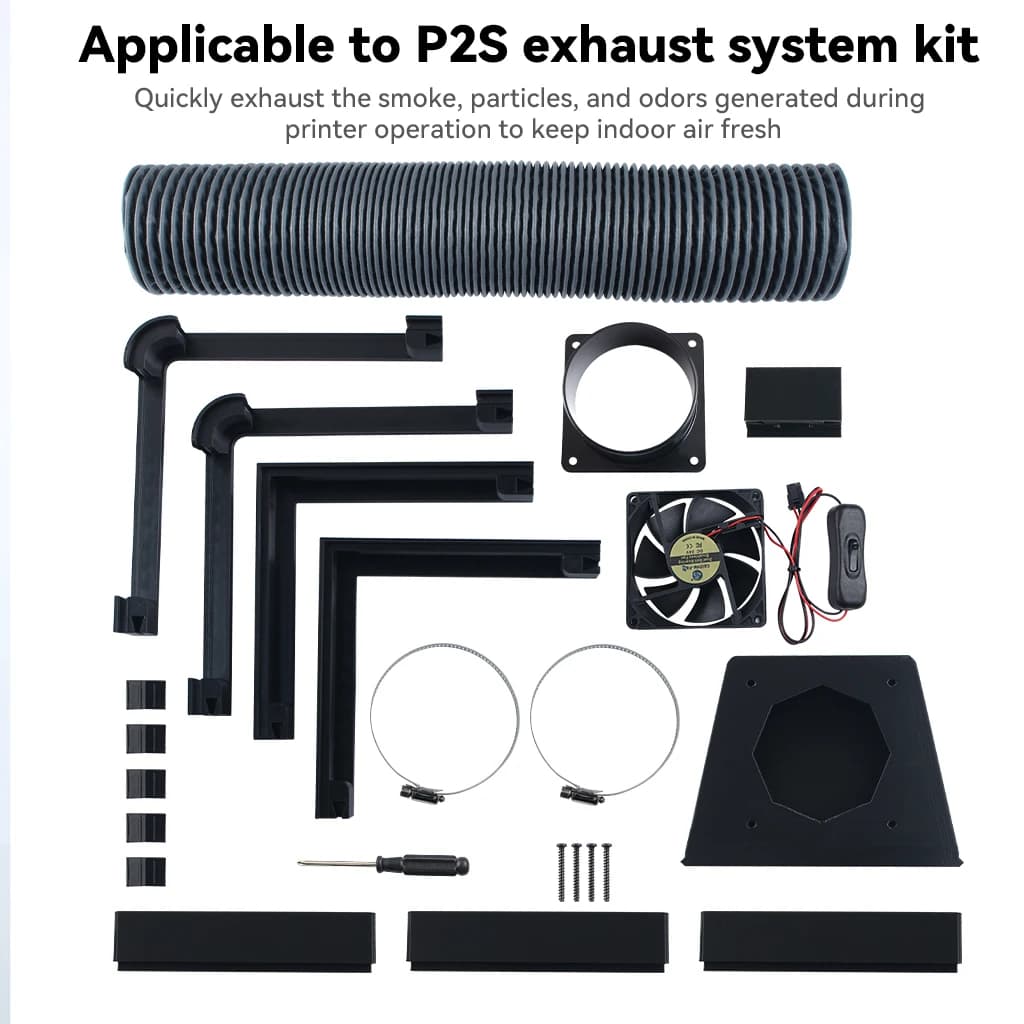 External Exhaust Fan Kit for Bambu Lab X2D/P2S, ABS Printed Parts 3D Printer Active Ventilation System