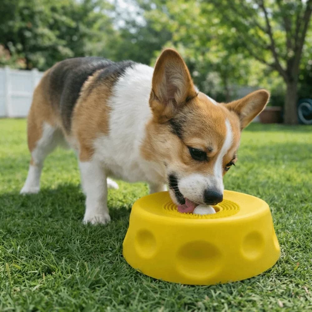Ciotola in Silicone per Cani di Grado Alimentare con Palla Rotolante Antiscivolo, Ciotola per Alimentazione Lenta Anti-Soffocamento per Animali Domestici, Snack Liquido