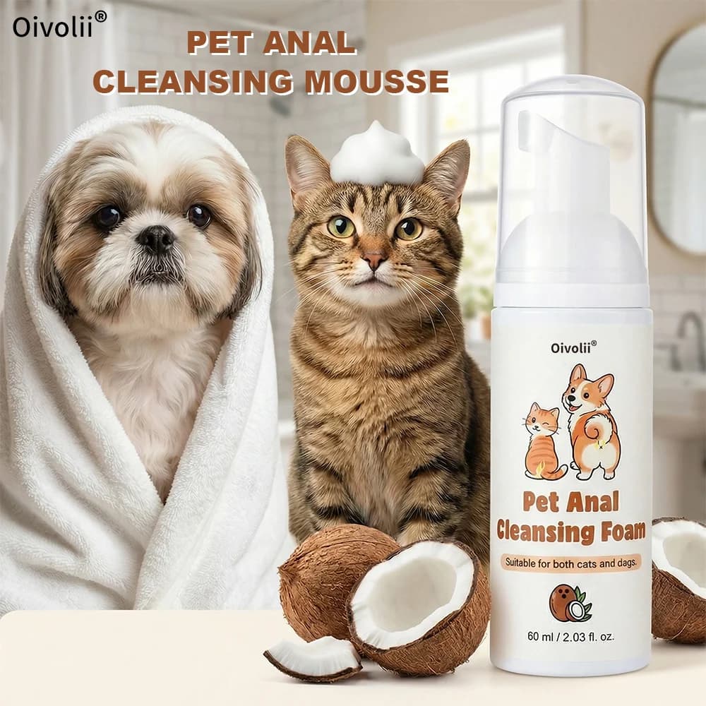 60ml Pet Anal Foam Bubble Wash Non-irritant Safe Hypoallergenic Deep Cleaning Portable for Cats And Dogs