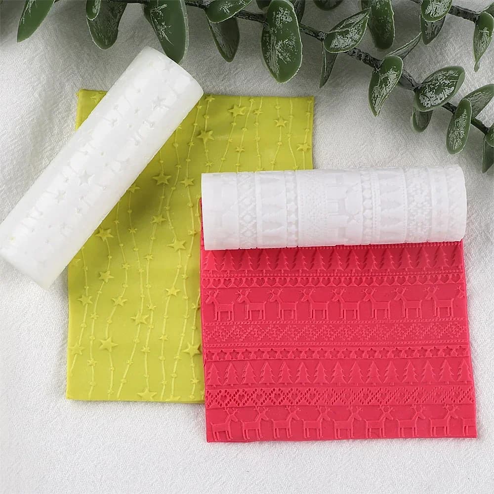 Christmas Polymer Clay Texture Roller, Polymer Clay Earring Maker Roller - Ideal For Creating Polymer Clay Texture Sheets DIY