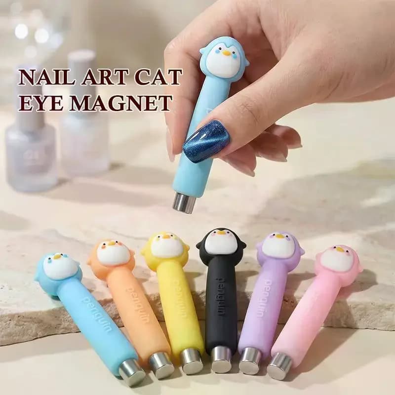 Penguin-shaped nail magnet, cat eye effect, for French UV gel nail polish, 3D pen for nail art, manicure tools.