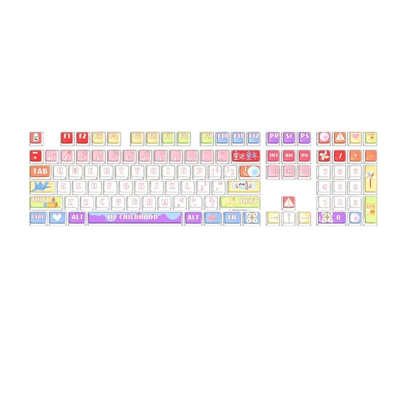 Keycap per tastiera meccanica trasparente in cristallo con doppia parete, design a cartone animato PBT, universale 61/87/108