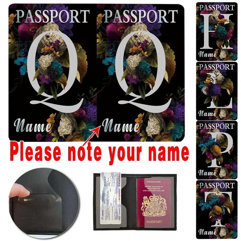 Viaggia Personalizza qualsiasi nome Custodia per passaporto Custodia identificativa Porta carte di credito unisex Protezione con stampa di lettere Custodia in pelle PU da lavoro
