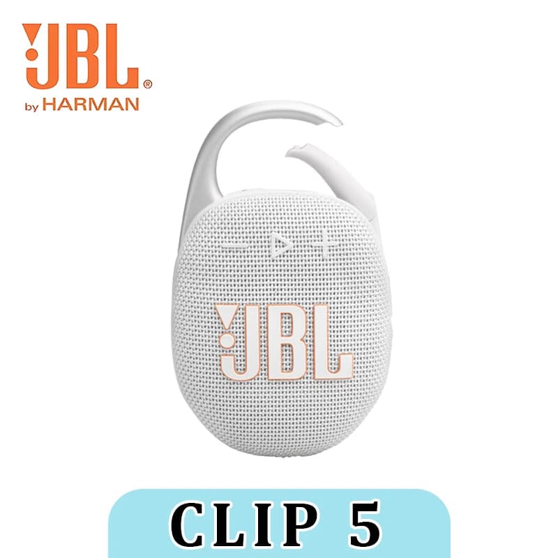 JBL CLIP5 White Fifth Generation Music Box Speaker Wireless Portable Waterproof Backpack Cycling Outdoor Bluetooth Small Speaker