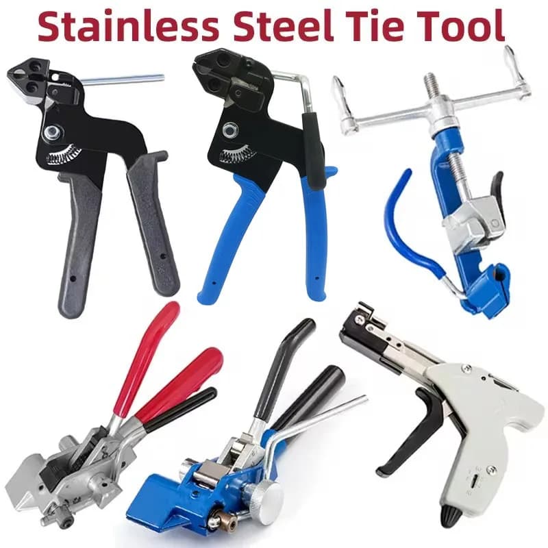 Pinze per fascette stringicavo in acciaio inossidabile con taglierina a grilletto per tensionamento e strumento manuale per la legatura di cinghie a zip in acciaio inossidabile
