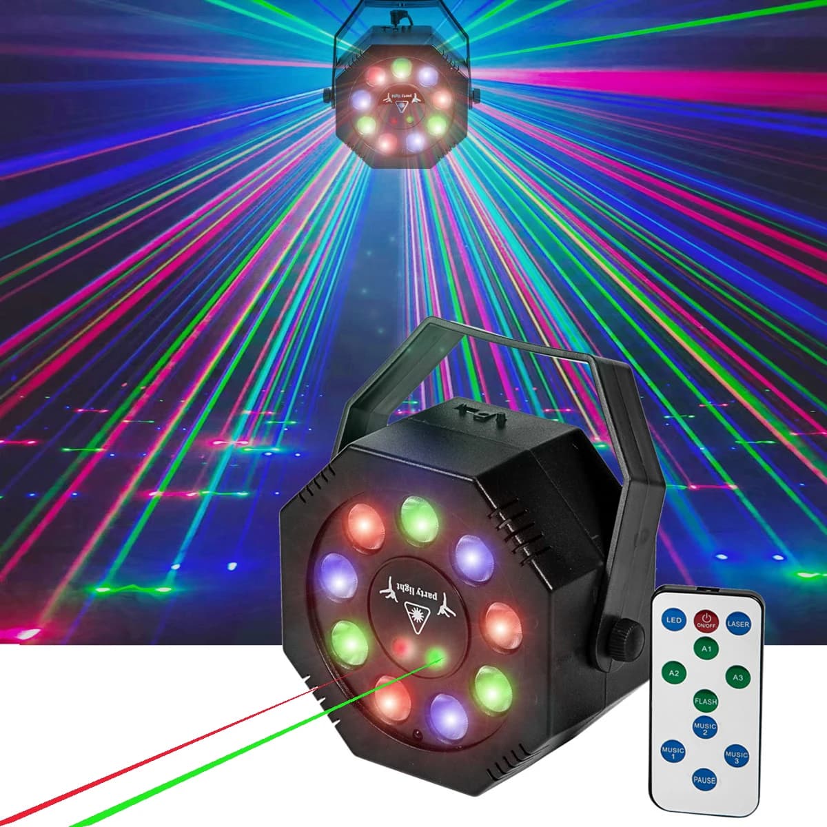 Luci da festa Controllo LED Luce da palcoscenico DJ KTV Lampada da discoteca Proiettore Luci laser Flash per bar di nozze per feste di Natale
