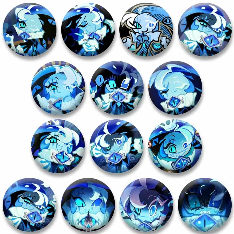 Shadow Milk Cookie Badge, Cookie Run Kingdom Anime Round Button Pin, Cute Game Character Brooch for Backpack Clothes, Collectibl