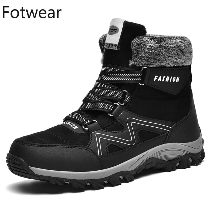 Stivali da neve invernali da uomo caldi peluche di grandi dimensioni scarpe da uomo casual antiscivolo da esterno stivaletti lunghi in pelliccia sneakers da trekking da uomo alte