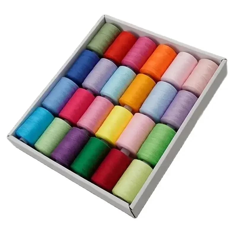 24 rotoli/Set filo per cucire in poliestere colorato da 1000 yarde per cucire manuali e meccaniche, 24 colori, cucito per uso domestico