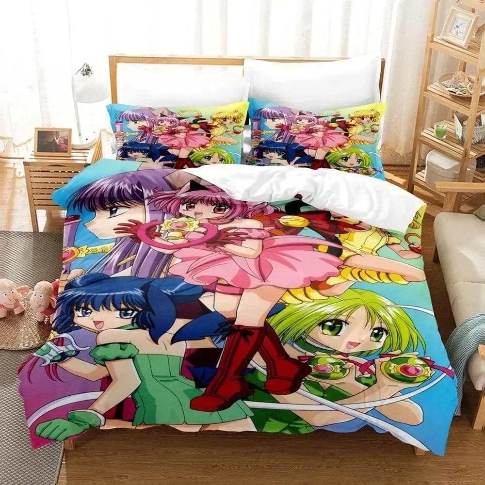 Stampa 3D Anime Kawaii Ragazze Tokyo Mew Mew Set di biancheria da letto Singolo Doppio Completo Queen King Size Set copripiumino per camera da letto per bambini adulti