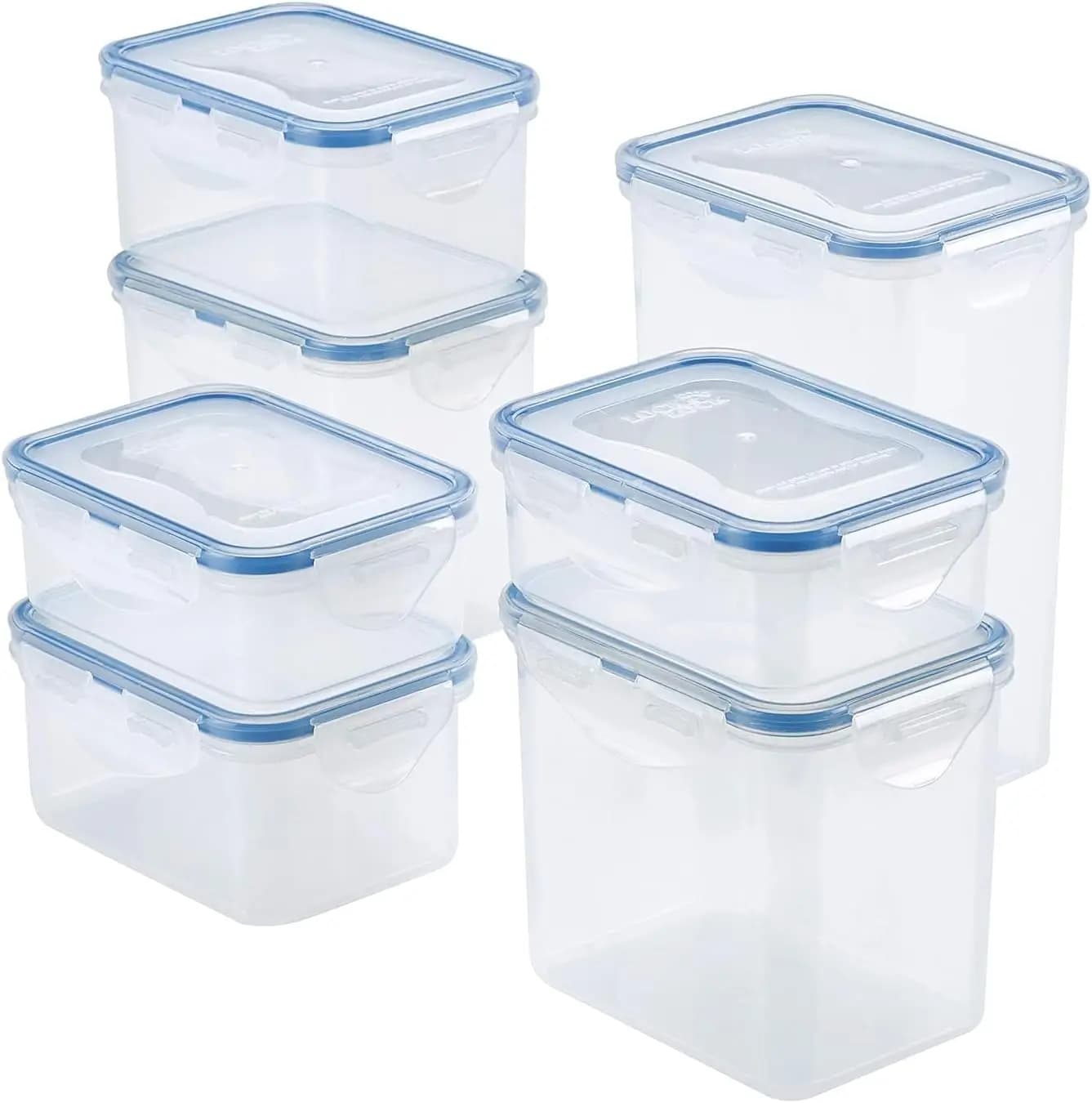Airtight Containers for Food, Without BPA, Set of 14 Rectangular Parts High in Transparent Plastic