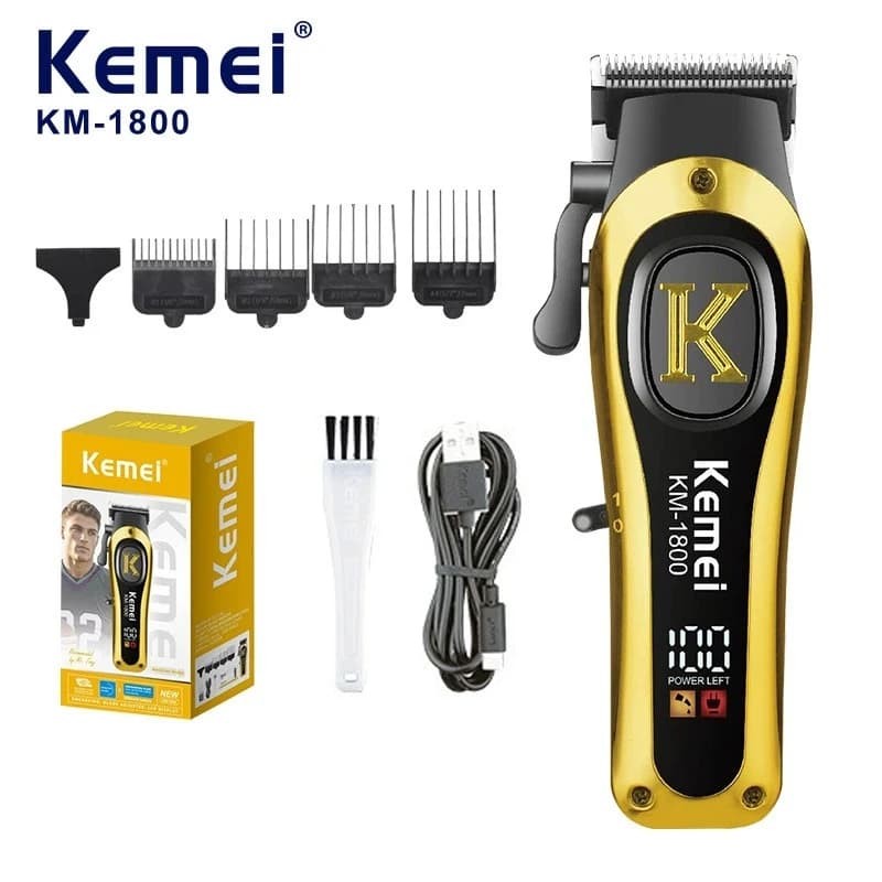 Kemei KM-1800 Tagliacapelli Elettrico Ricaricabile USB a Ricarica Rapida, Macchina per Barbiere 1200MA Senza Fili