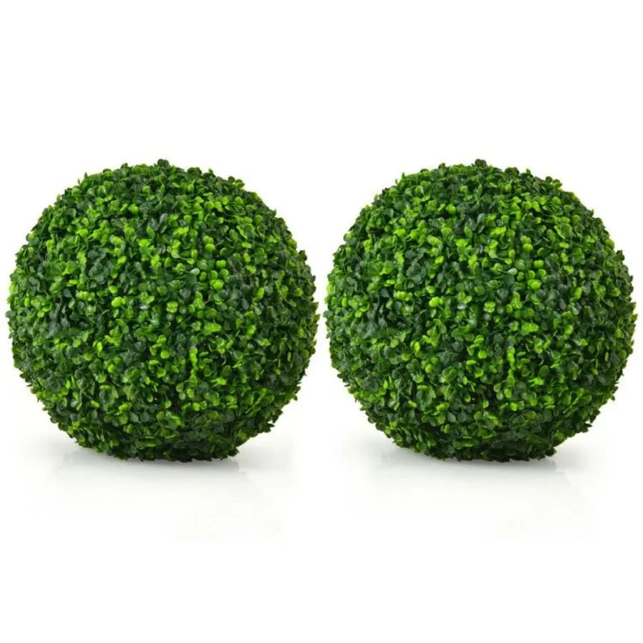 2 Pezzi di Sfere Topiarie Artificiali per Uso Esterno e Interno, Piante Finte di Bosso Verdi, Texture Realistica e Resistenti ai Raggi UV