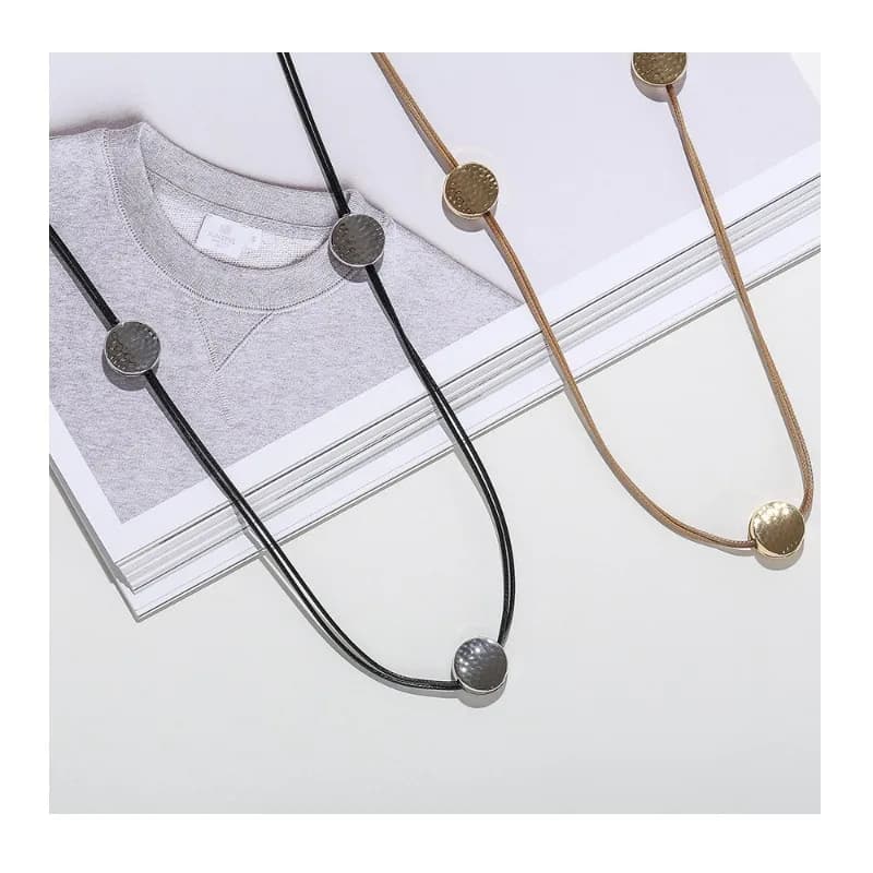 Collana Lunga in Metallo a Doppia Faccia Rotonda, Stile di Nicchia, Best-seller, di Alta Gamma